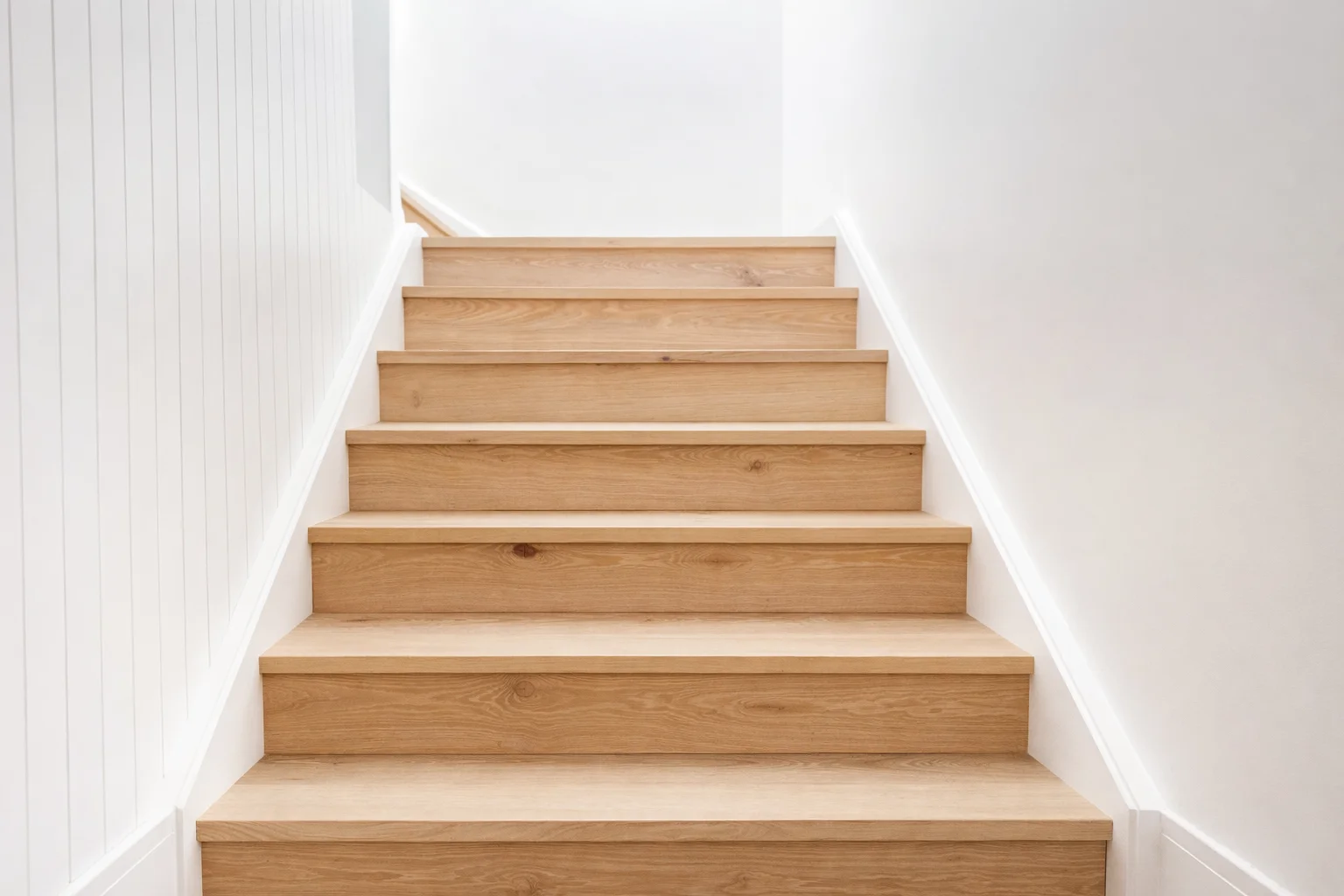 Custom stair nosing on a hardwood staircase