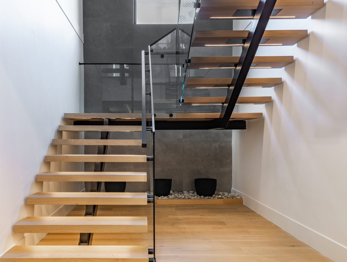 Floating Block Treads custom fabricated from your flooring by Voda Stairs in Seattle