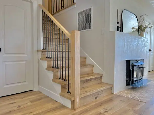 Return Treads custom fabricated from your flooring by Voda Stairs in Seattle