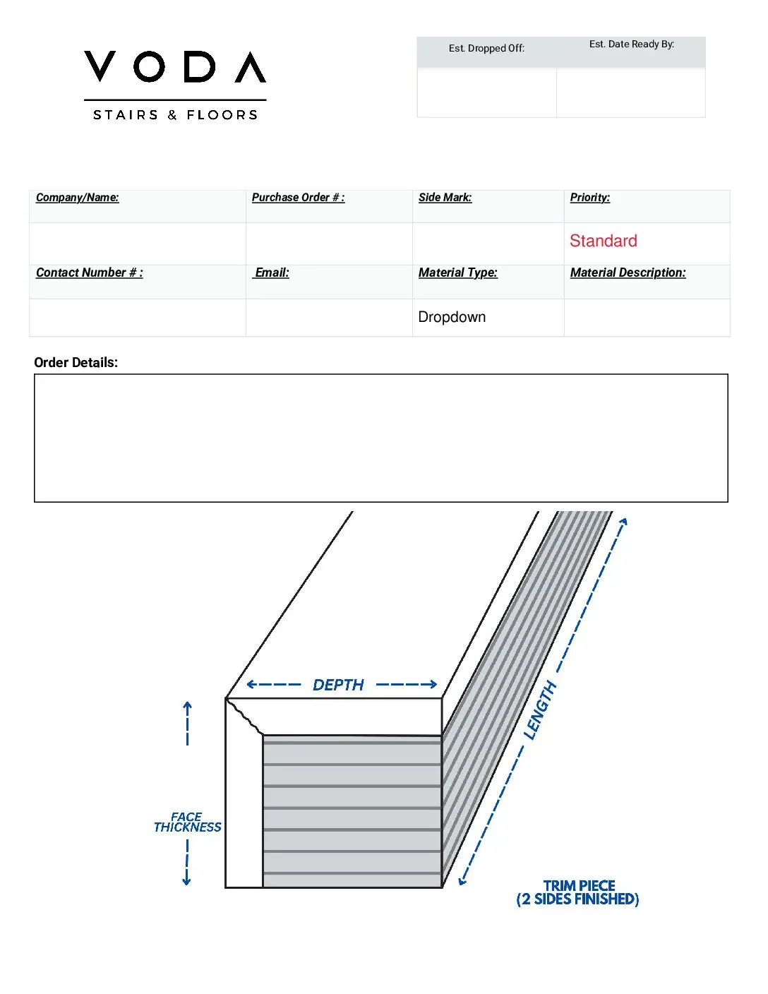 Trim Pc 2 Sides Finished fabrication template PDF preview from Voda Stairs