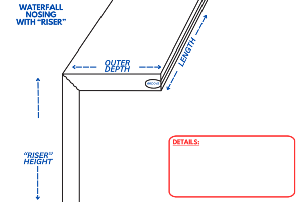 Waterfall Nosing With Riser Attached