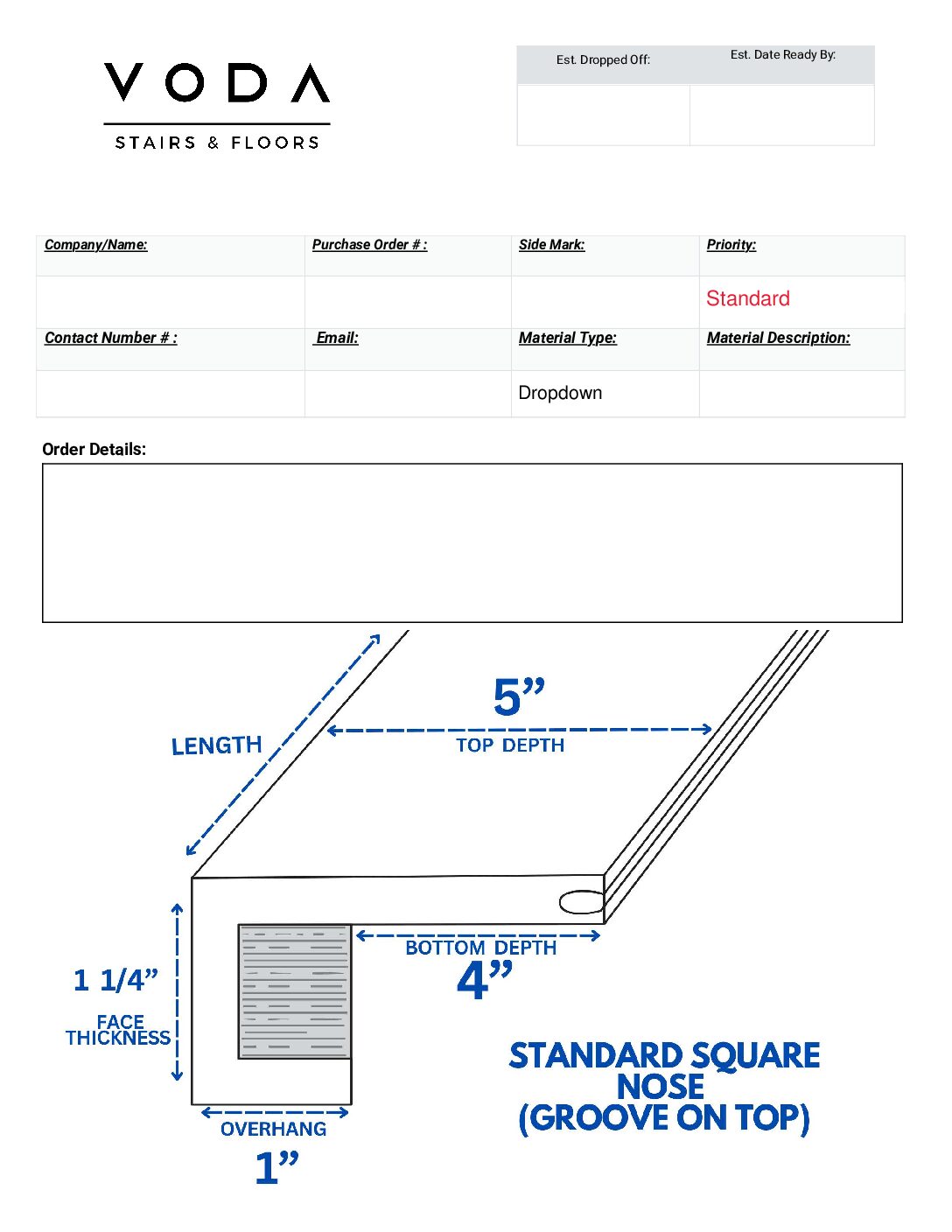 Standard Square Nose With Groove On Top Preview